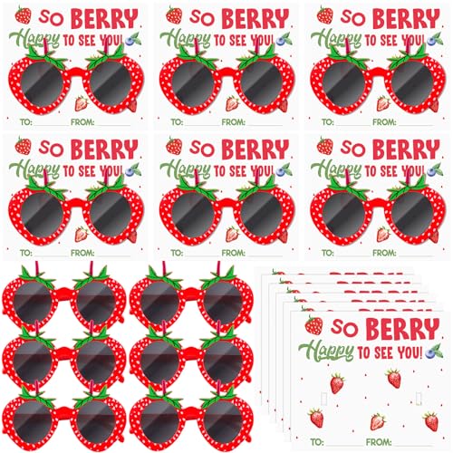 WinnerWhy Erdbeer-Sonnenbrillen mit Beerenkarte, 1. Geburtstag, Party-Geschenke für Thema, 1. Geburtstag, Dekoration, 12 Stück von WinnerWhy