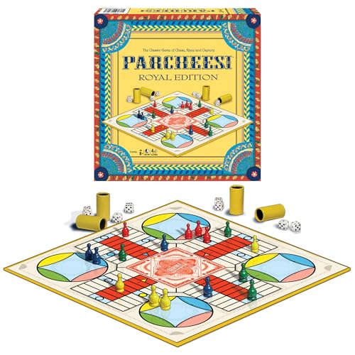 Parcheesi Königliche Edition von Winning Moves Games USA, klassischer Familienfavorit mit charmanten Kunstwerken, Spielsteinen und Würfelbechern für 2–4 Spieler, ab 8 Jahren (6106) von Winning Moves