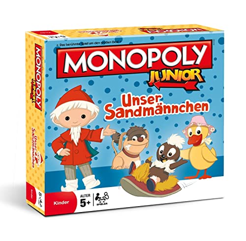 Monopoly Junior Unser Sandmännchen mit Top Trumps Quartett Booster Pack - ab 5 Jahre 2-4 Spieler - Deutsch von Winning Moves