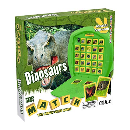 Top Trumps Match Dinosaurs Brettspiel, Spielen Sie mit T.Rex, Velociraptor und Oviraptor, Race to Match 5 der gleichen Charaktere in Einer Reihe, 2-Spieler-Familien-Reisespiel für Kinder ab 4 Jahren, von Winning Moves