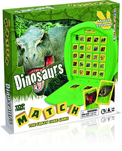 Top Trumps Match Dinosaurs Brettspiel, Spielen Sie mit T.Rex, Velociraptor und Oviraptor, Race to Match 5 der gleichen Charaktere in Einer Reihe, 2-Spieler-Familien-Reisespiel für Kinder ab 4 Jahren, von Winning Moves