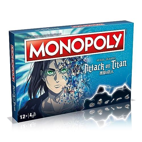 Winning Moves Attack on Titan: Das Monopoly-Brettspiel 'Die letzte Staffel'. Kaufen Sie Eren Jaeger, Colossal Titan, Gabi Braun und Yelena und handeln Sie sich Ihren Weg zum Erfolg. Ein großartiges Ge Winning Moves Attack on Titan: Das Monopoly-Brettspiel 'Die letzte Staffel'. Kaufen Sie Eren Jaeger, Colossal Titan, Gabi Braun und Yelena und handeln Sie sich Ihren Weg zum Erfolg. Ein großartiges Ge von Winning Moves