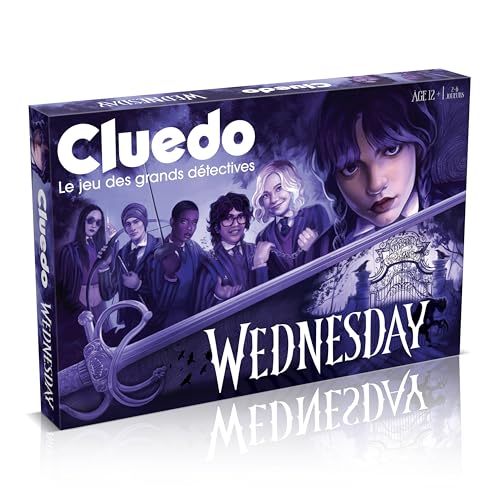 Winning Moves Cluedo Wednesday – Gesellschaftsspiel – Brettspiel – Wednesday Spiele ab 12 Jahren – 2 bis 6 Spieler – französische Version von Winning Moves