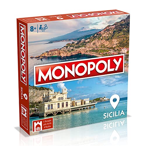 Winning Moves - Die schönsten Dörfer Italiens ed. Sizilien, Monopoly, Brettspiel, 8+ Jahre von Winning Moves