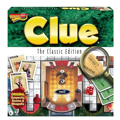 Winning Moves Games Clue Classic with 1949 Card Artwork & Suspects USA, Original Whodunnit Murder Mystery Game with Metal Weapons for 3to 6 Players, Ages 8 and up Winning Moves Games Clue Classic with 1949 Card Artwork & Suspects USA, Original Whodunnit Murder Mystery Game with Metal Weapons for 3to 6 Players, Ages 8 and up von Winning Moves