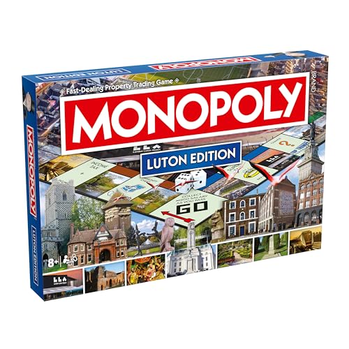 Winning Moves Luton Monopoly Brettspiel, Gehen Sie auf dem Brett voran und handeln Sie Sich zum Erfolg, Geschenk für Kinder ab 8 Jahren von Winning Moves