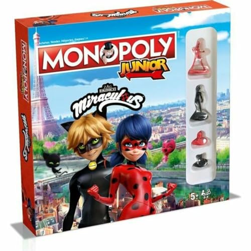 WINNING MOVES - Monopoly – Monopoly Junior – Miraculous – Gesellschaftsspiel – französische Version, 2-4 Spieler von Winning Moves