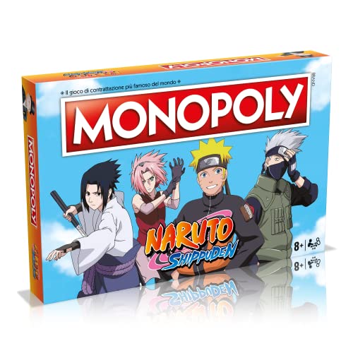 Winning Moves - Naruto, Monopoly, Brettspiel, italienische Ausgabe, Brettspiel für Familien ab 8 Jahren + von Winning Moves