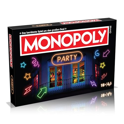 Winning Moves Monopoly Party - Brettspiele für Freunde - Gesellschaftsspiele Partei Edition - 2-6 Spieler Spiele ab 16 Jahren von Winning Moves