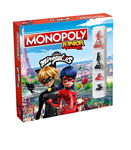 Winning Moves - Monopoly Junior - Miraculous - Mit Lady Bug, Cat Noir, den Kwamis von Miraculous und vielen weiteren - Alter 5+ - Deutsch von Winning Moves