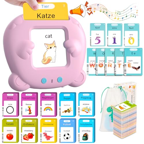 Winnrok Sprechende Lernkarten Deutsch Englisch,510 Wörter Lernkarten,Sprachförderung Lernspielzeug für Kinder ab 2-6 Jahr Flash Cards,Sprachspiele Interaktives von Winnrok