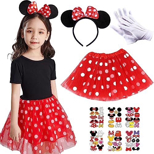 Min-Nies Maus-Kostüm, 4-teiliges Maus-Rock-Set, rot, für Kleinkinder, gepunktet, Tutu, Rock, Maus, Ohr, Stirnband, Handschuhe, Min-Nie-Fancy-Verkleidung, Kostüm für Karneval, Weltbuchtag, Motto-Party Min-Nies Maus-Kostüm, 4-teiliges Maus-Rock-Set, rot, für Kleinkinder, gepunktet, Tutu, Rock, Maus, Ohr, Stirnband, Handschuhe, Min-Nie-Fancy-Verkleidung, Kostüm für Karneval, Weltbuchtag, Motto-Party von Winric