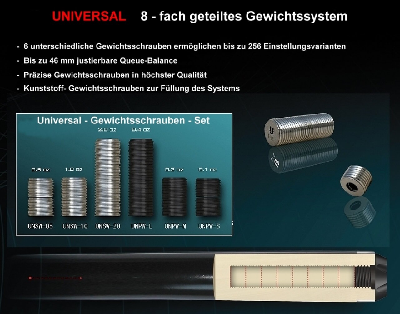 Queue UNIVERSAL GEWICHT - SCHRAUBEN-SET von Winsport