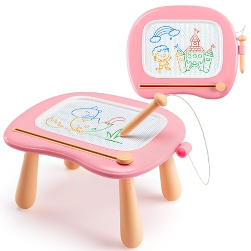 Maltafel Zaubertafel Spielzeug ab 1 jahr Mädchen, bunte Magnetische Zeichentafel mit 4 Beine, pädagogische Spielzeug für Junge Kleinkind 1 2 3 4 5 Jahre, Zeichenbrett Lernspielzeug Geschenk (Rosa) von Winstico