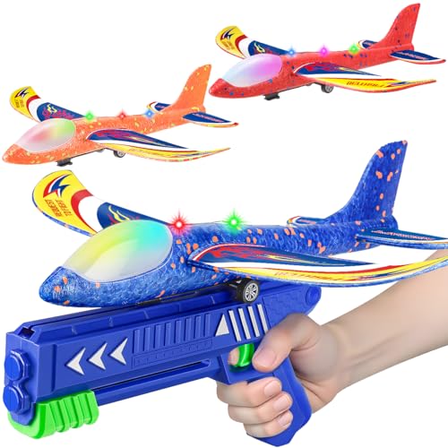 Winstico Geschenk Spielzeug Flugzeug für 5 Jahre Kinder: Styroporflieger mit Katapultpistole – Outdoor Kinderspielzeug – Wurfgleiter für Jungen Mädchen ab 3 4 5 6 7 8 von Winstico