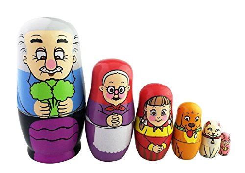Matrjoschka / Matroschka, Bauernfamilie, russische Puppe, glasiert, ineinander schachtelbar, Spielzeug, handgefertigt, Geschenk für Kinder, 6 Stück Matrjoschka / Matroschka, Bauernfamilie, russische Puppe, glasiert, ineinander schachtelbar, Spielzeug, handgefertigt, Geschenk für Kinder, 6 Stück von Winterworm