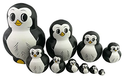 Set aus 10 ineinander stapelbaren Tieren - Motiv „Pummeliger Pinguin“ - Matroschka-Prinzip - handgefertiges Spielzeug aus Holz für die Dekoration des Kinderzimmers Set aus 10 ineinander stapelbaren Tieren - Motiv „Pummeliger Pinguin“ - Matroschka-Prinzip - handgefertiges Spielzeug aus Holz für die Dekoration des Kinderzimmers von Winterworm
