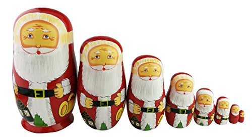 Weihnachtsthema Weihnachtsmann Matryoschka Puppe Babuschka Puppe Stapeln Spielzeug Russischen Puppe Handgefertigt Spielzeug aus Holz Kinder Kinderzimmer Decor (E) von Winterworm