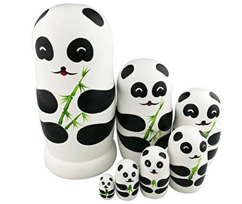 Winterworm Handgefertigte süße Pandabär-Familie und Bambus-Nistpuppe, Matroschka, russische Puppe, beliebte Kinder, Weihnachten, Geburtstag, Geschenk, Spielzeug, 7 Stück Winterworm Handgefertigte süße Pandabär-Familie und Bambus-Nistpuppe, Matroschka, russische Puppe, beliebte Kinder, Weihnachten, Geburtstag, Geschenk, Spielzeug, 7 Stück von Winterworm