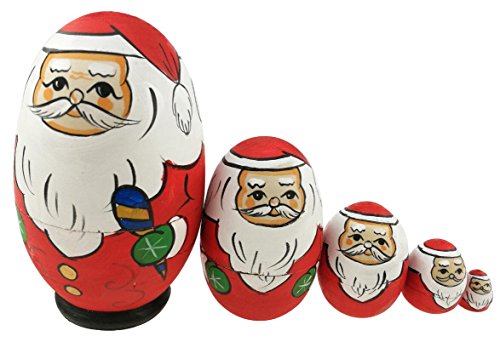 Winterworm Matrjoschka Wahnsinn Matrjoschka, russische Puppe, beliebte, handgefertigte Kinder-Mädchen-Geschenke, Weihnachtsmann-Spielzeug, 5 Stück von Winterworm