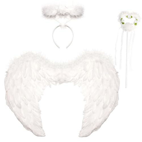 Winwild 3er Engelsflügel Weiß mit Heiligenschein & Zauberstab,Liebe Engel Flügel Kinder Engel Kostüm Feder Flügel Dunkler Engel Kostüm Kinder Halloween Karneval Cosplay Accessoires(45CM×35CM) Winwild 3er Engelsflügel Weiß mit Heiligenschein & Zauberstab,Liebe Engel Flügel Kinder Engel Kostüm Feder Flügel Dunkler Engel Kostüm Kinder Halloween Karneval Cosplay Accessoires(45CM×35CM) von Winwild