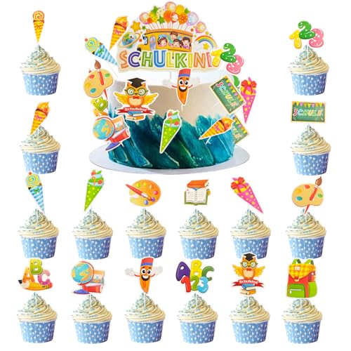 Tortendeko Einschulung 38 Stück SCHULKIND Tortendeko Zuckertüte Kuchendeko Schulanfang ABC 123 Cake Topper Einschulung Tortenaufleger Schultüte Cupcake Topper für Schulanfangparty Mädchen Junge Tortendeko Einschulung 38 Stück SCHULKIND Tortendeko Zuckertüte Kuchendeko Schulanfang ABC 123 Cake Topper Einschulung Tortenaufleger Schultüte Cupcake Topper für Schulanfangparty Mädchen Junge von Winwild