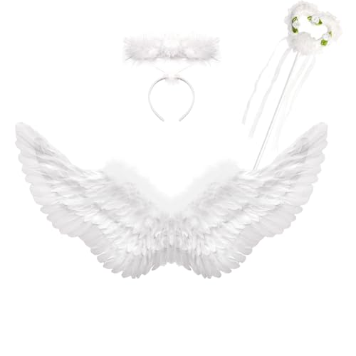 Winwild 3er Engelsflügel Weiß mit Heiligenschein & Zauberstab Set,Engel Flügel 60CM Engel Teufel Feen Kostüm Kinder Accessoires für Halloween Karneval Cosplay Party Fasching Verkleidung Winwild 3er Engelsflügel Weiß mit Heiligenschein & Zauberstab Set,Engel Flügel 60CM Engel Teufel Feen Kostüm Kinder Accessoires für Halloween Karneval Cosplay Party Fasching Verkleidung von Winwild
