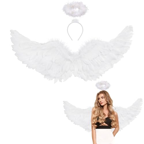 Winwild 75CM Engelsflügel Weiß mit Heiligenschein Erwachsene Engel Flügel Damen Engel Teufel Feen Kostüm Accessoires für Halloween Karneval Cosplay Party Fasching Verkleidung Winwild 75CM Engelsflügel Weiß mit Heiligenschein Erwachsene Engel Flügel Damen Engel Teufel Feen Kostüm Accessoires für Halloween Karneval Cosplay Party Fasching Verkleidung von Winwild