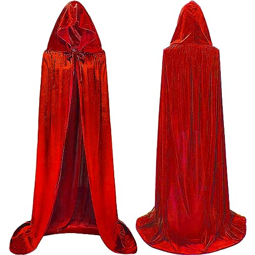 Winwild Roter Samt Umhang mit Kapuze,150CM Halloween Cape Vampir Kostüm Damen Erwachsener für KarnevalCosplay Kostüm(L,Rot) von Winwild