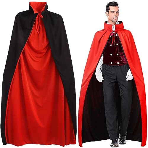 Halloween Vampir Umhang Erwachsene Halloween Kostüm Damen Vampir Cape Vampirumhang mit Kragen Kostüm Halloween Herren für Karneval Cosplay(L-150cm) von Winwild