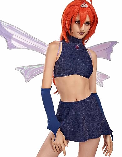 Winx Club Damen Dark Bloom Top und Rock mit einem Paar Flügeln Cosplay Kostüm Outfit (Small) von Winx Club