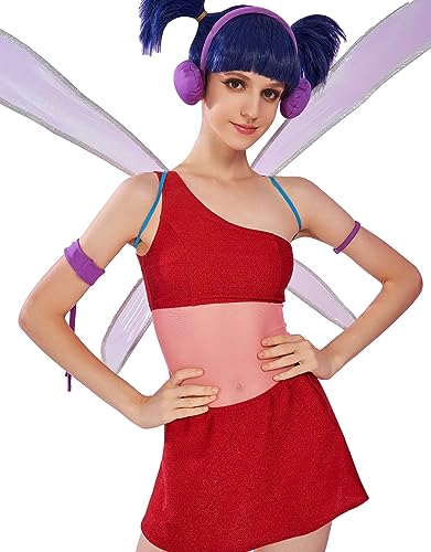 Winx Club Damen Musa One Shoulder Top Leotard und Rock mit einem Paar Flügel Cosplay Kostüm Outfit (extra groß) von Winx Club