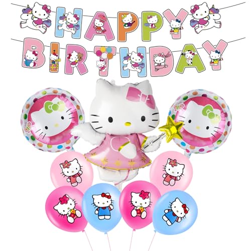 10 Stück Kity Cat Geburtstagsdeko Folienballon Set, Cute Kindergeburtstag Deko, Cartoon Luftballons Geburtstag Dekoration Set mit Banner für Kinder Mädchen Katzen kity Themenpartys Dekorationen 10 Stück Kity Cat Geburtstagsdeko Folienballon Set, Cute Kindergeburtstag Deko, Cartoon Luftballons Geburtstag Dekoration Set mit Banner für Kinder Mädchen Katzen kity Themenpartys Dekorationen von Wirhaut