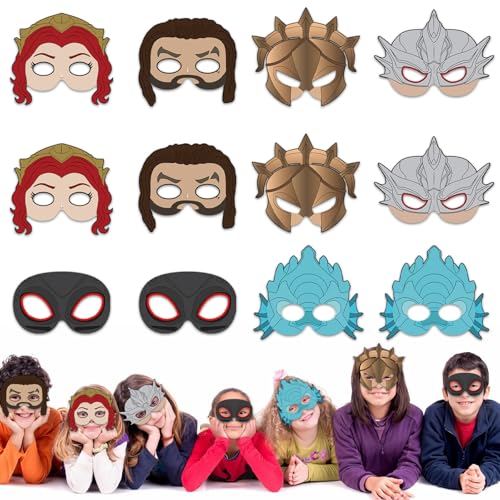 Wirhaut 12 Stück Neptu-n Cosplay Party Masken, Karikatur Kinder Party Masken, Maske Party Geburtstag Deko für Jungen Mädchen Kinder Maskerade Cosplay Party Karneval Weihnachten von Wirhaut