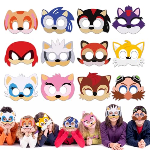 Wirhaut 12 Stück Son-i Cosplay Party Masken, Karikatur Kinder Party Masken, Maske Party Geburtstag Deko für Jungen Mädchen Kinder Maskerade Cosplay Party Karneval Weihnachten von Wirhaut