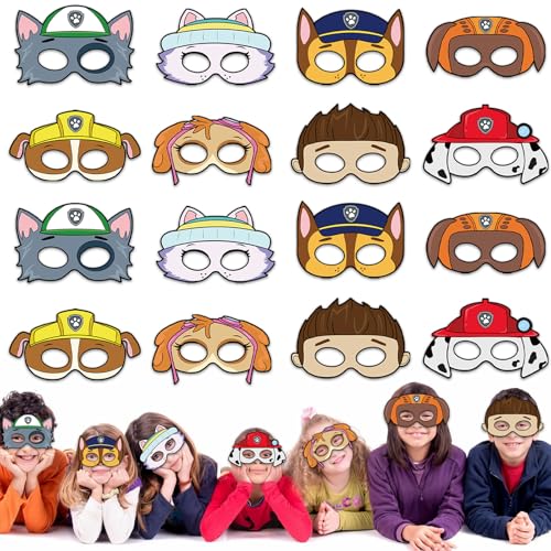 Wirhaut 16 Stück Cosplay Party Masken, Karikatur Kinder Party Masken, Maske Party Geburtstag Deko für Jungen Mädchen Kinder Maskerade Cosplay Party Karneval Weihnachten von Wirhaut