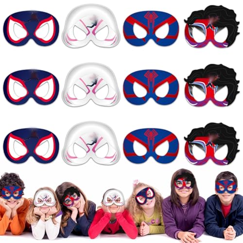 Wirhaut 12 Stück Cosplay Party Masken, Karikatur Kinder Party Masken, Maske Party Geburtstag Deko für Jungen Mädchen Kinder Maskerade Cosplay Party Karneval Weihnachten von Wirhaut