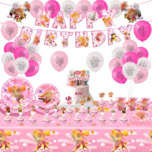 Wirhaut Partygeschirr Geburtstagsdeko Geburtstagsdeko mit Dog 119 Stück Rosa Partygeschirr Geburtstag Kindergeburtstag Dekoration Party Teller Becher von Wirhaut