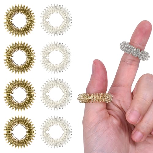 Wisdompro Akupressur Ring 16 Stück, 2,8 cm Massageringe für Finger, Akkupressurringe für Stress Reduzierstück und Förderung der Durchblutungm, Skill Ringe für Jugendliche und Erwachsene (Gold Silber) Wisdompro Akupressur Ring 16 Stück, 2,8 cm Massageringe für Finger, Akkupressurringe für Stress Reduzierstück und Förderung der Durchblutungm, Skill Ringe für Jugendliche und Erwachsene (Gold Silber) von Wisdompro