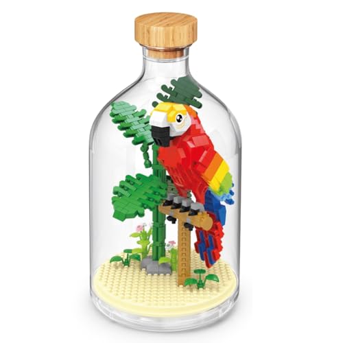 WiseHawk Bausatz mit Miniaturblöcken zum BAU von Insekten und kleinen Tieren. Inklusive Methacrylat-Flasche zum Schutz der Konstruktion. Papagei von WiseHawk