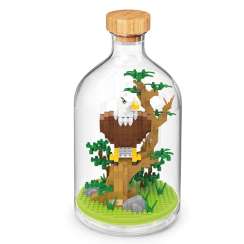 WiseHawk Weißkopfseeadler Terrarium-Bausatz mit Acryl-Miniaturblöcken und Schutzflasche aus Methacrylat von WiseHawk