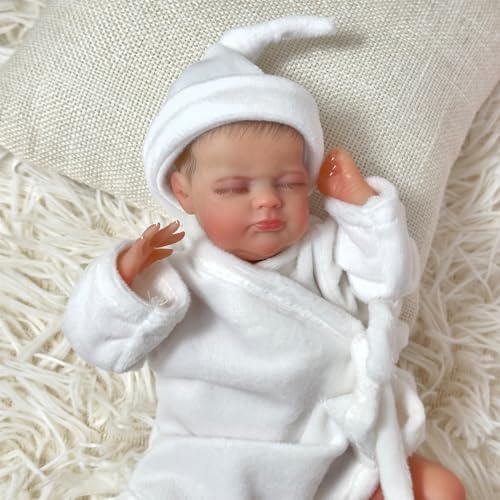 Wisfancy Mini Reborn Baby Puppen 10 Zoll Miniatur Reborn Junge Realistisch Schlafend Wiedergeburt Spielzeug Lebensecht Neugeborenes Baby Vinyl Weicher Körper Real Touch Baby Sammlerpuppe von Wisfancy