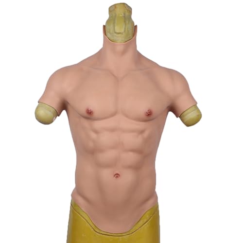 Wisfancy Realistische Fake Muscle Silikon männliche Brust Hälfte Körper Anzug für Cosplay Halloween Requisiten, klein, Elfenbein weiß von Wisfancy