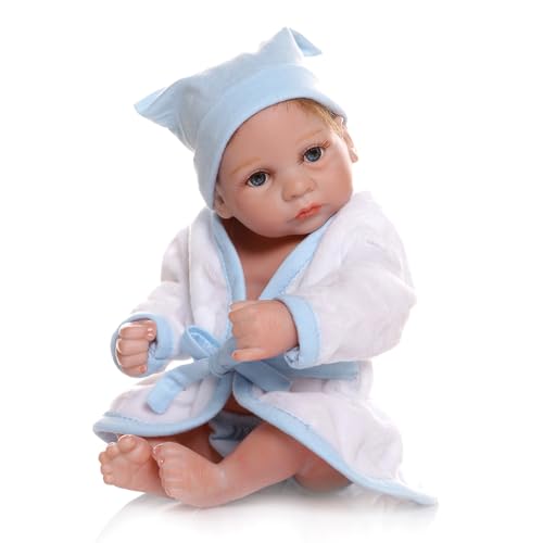 Wisfancy Reborn Baby Vinyl Lebensecht Weich 10 Zoll Realistisch Schöne Augen Niedlich Neugeborenes Spielzeug 26cm Real Life Baby Puppe Geschenk für Kinder von Wisfancy
