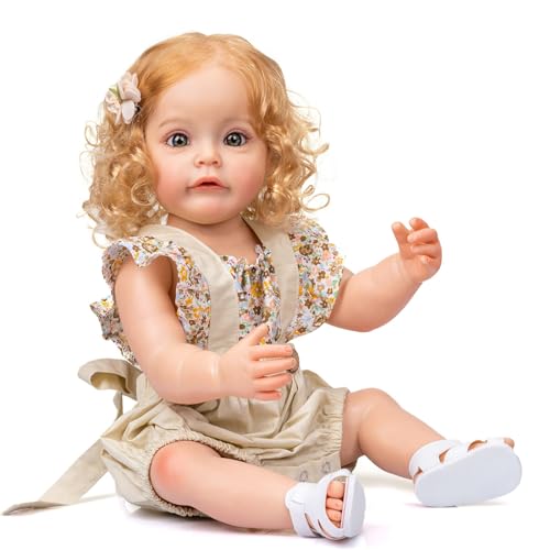 Wisfancy Reborn Puppen 22 Zoll Realistische Baby Puppen Ganzkörper Silikon Vinyl Weiches Neugeborenes Spielzeug Reborn Baby Puppen wie EIN lebensechtes Baby für Kinder 3+ von Wisfancy