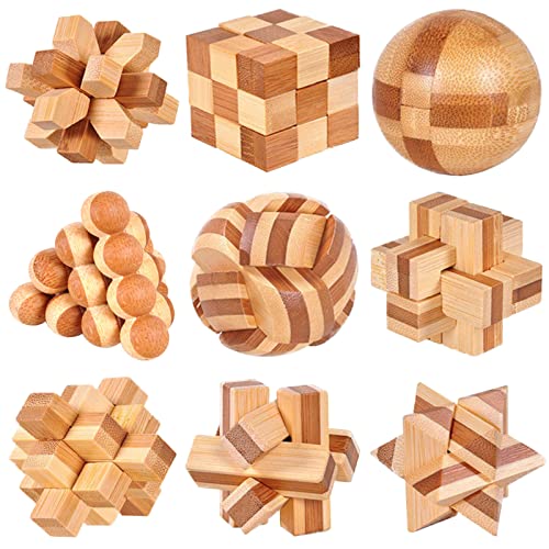 WishesMar 9 Stück Knobelspiele Holz Set Puzzle Geduldspiel Holzspielzeug Denkspiele Geschenk für Erwachsene und Kind - Logik Geist Spielzeug WishesMar 9 Stück Knobelspiele Holz Set Puzzle Geduldspiel Holzspielzeug Denkspiele Geschenk für Erwachsene und Kind - Logik Geist Spielzeug von WishesMar