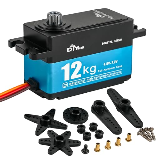 Wishiot 12KG Low Profile Servo High Torque RC Digital Servo 270° Waterproof Servo High Speed Full Metal for 1/8 1/10 RC Car DIY Robotic (TD-9412) von Wishiot