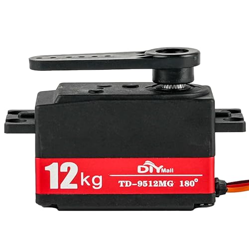 Wishiot 12kg Low Profile Servo 180 TD-9512MG RC Digital Servo Wasserdicht Vollmetall Getriebe High Speed für 1/8 1/10 RC Auto Hubschrauber Tail Robot (Fernbedienung (Rot)) von Wishiot