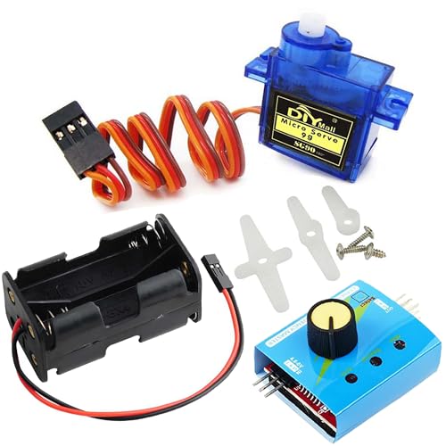Wishiot Servomotor Tester Kit SG90 9g Micro Servo 180 Grad + RC Micro Servo Tester Controller mit Netzteilkoffer 4AA Batteriehalter Gehäuse mit JR-Anschluss Wishiot Servomotor Tester Kit SG90 9g Micro Servo 180 Grad + RC Micro Servo Tester Controller mit Netzteilkoffer 4AA Batteriehalter Gehäuse mit JR-Anschluss von Wishiot