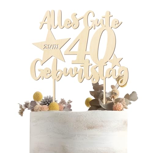 Holz Cake Topper 40. Geburtstag - Alles Gute Tortendeko für Frauen und Männer - 40th Birthday Kuchen Deko Holz Cake Topper 40. Geburtstag - Alles Gute Tortendeko für Frauen und Männer - 40th Birthday Kuchen Deko von Wishstar